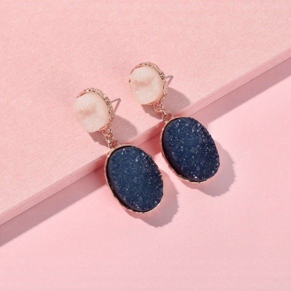 • Anthro Druzy Quartz Earrings • - Picture 2 of 5